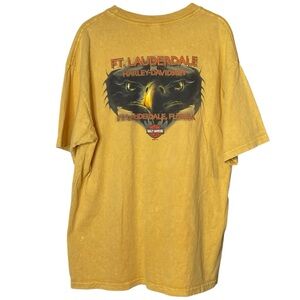 Harley Davidson Holoubek Sword Eagle Yellow Short Sleeve Tee Shirt Size XL